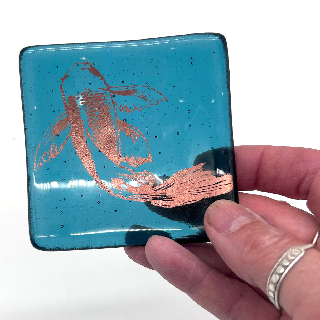 Koi Handmade 2.75" Fused Glass Small Dish