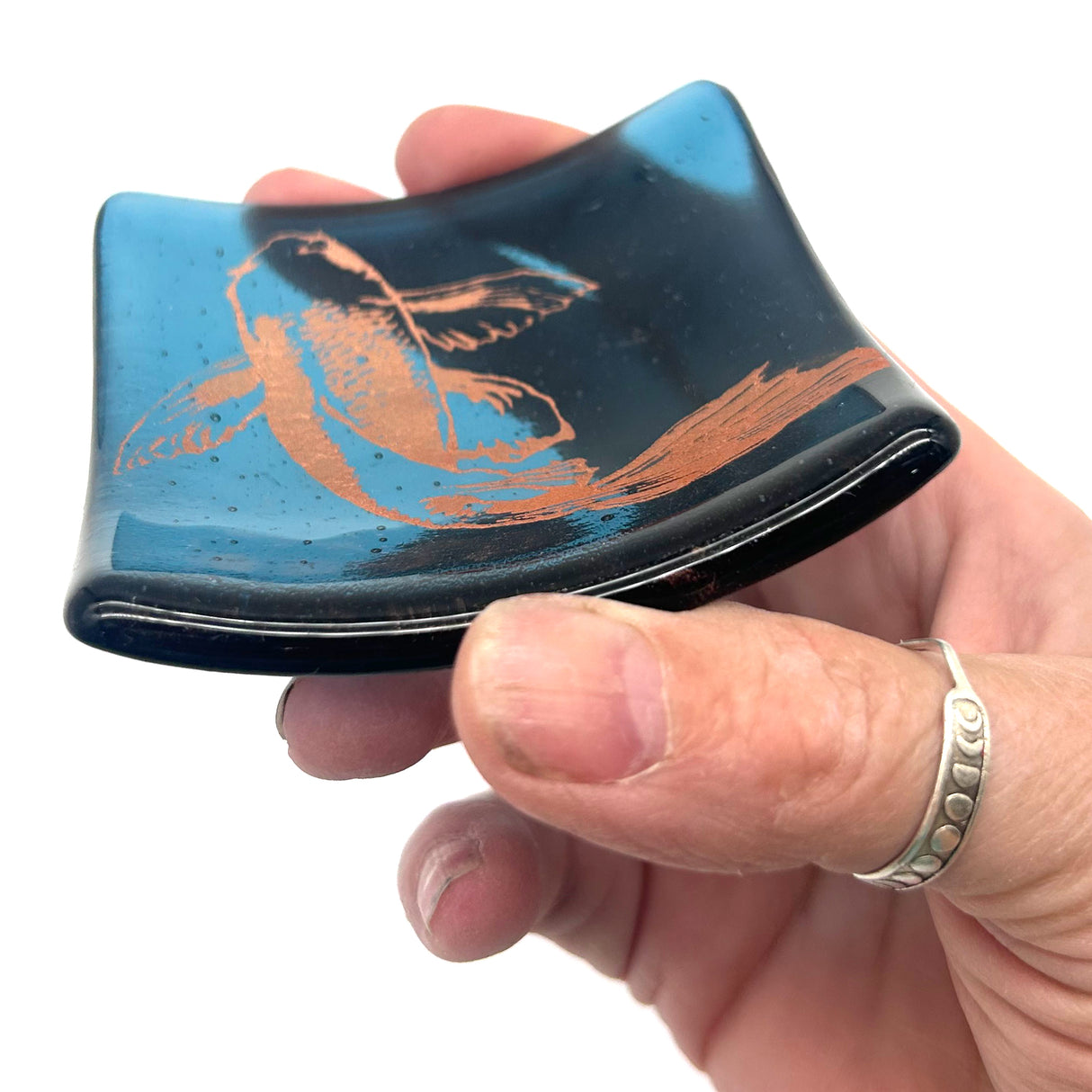 Koi Handmade 2.75" Fused Glass Small Dish