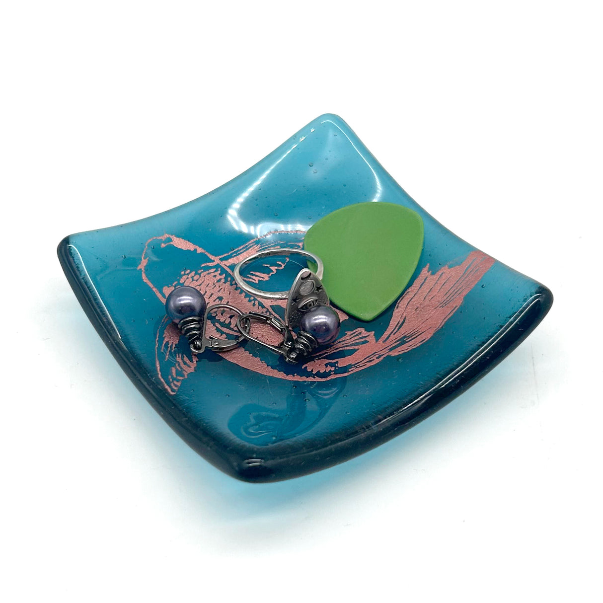 Koi Handmade 2.75" Fused Glass Small Dish