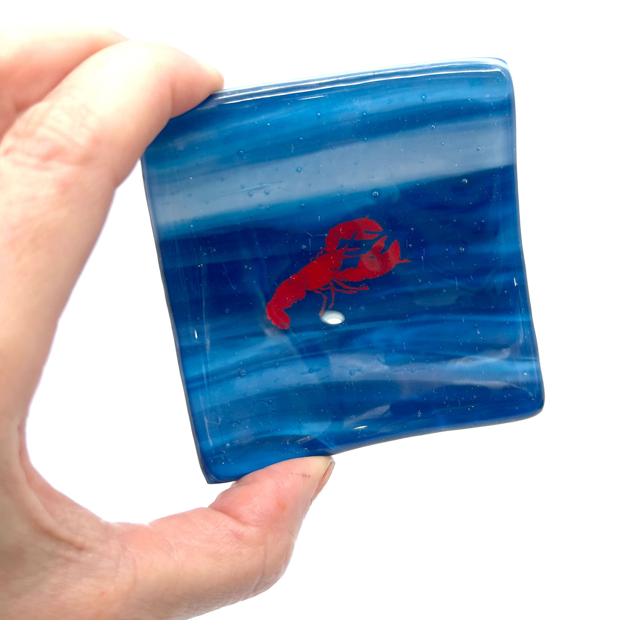 Lobster Handmade 2.75" Fused Glass Small Dish