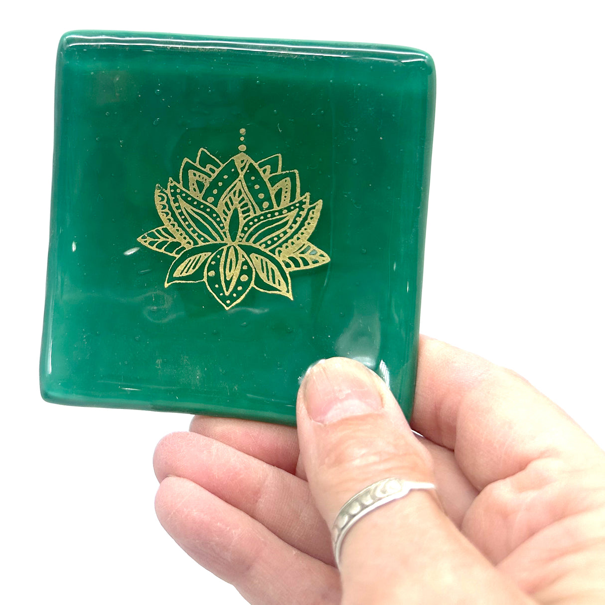 Lotus Handmade 2.75" Fused Glass Small Dish