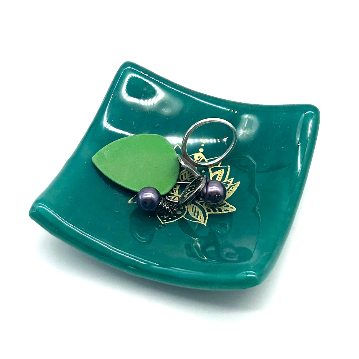 Lotus Handmade 2.75" Fused Glass Small Dish
