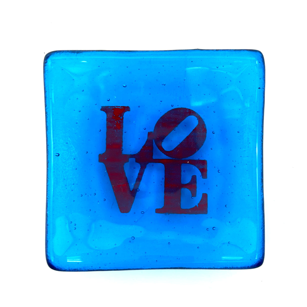LOVE Handmade 2.75" Fused Glass Small Dish