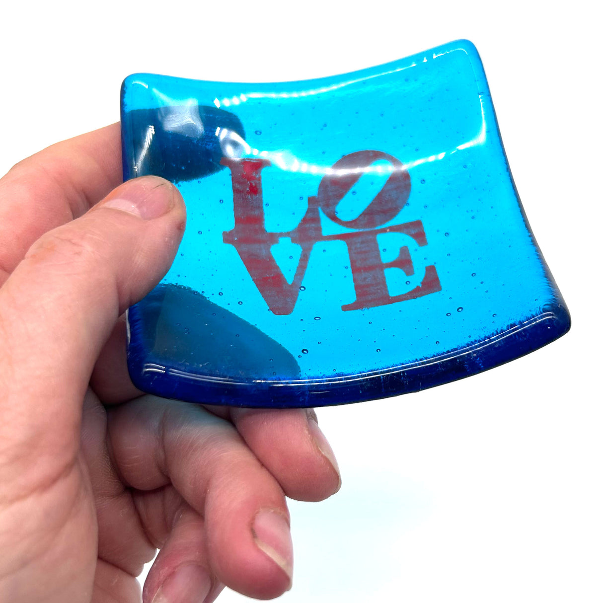 LOVE Handmade 2.75" Fused Glass Small Dish