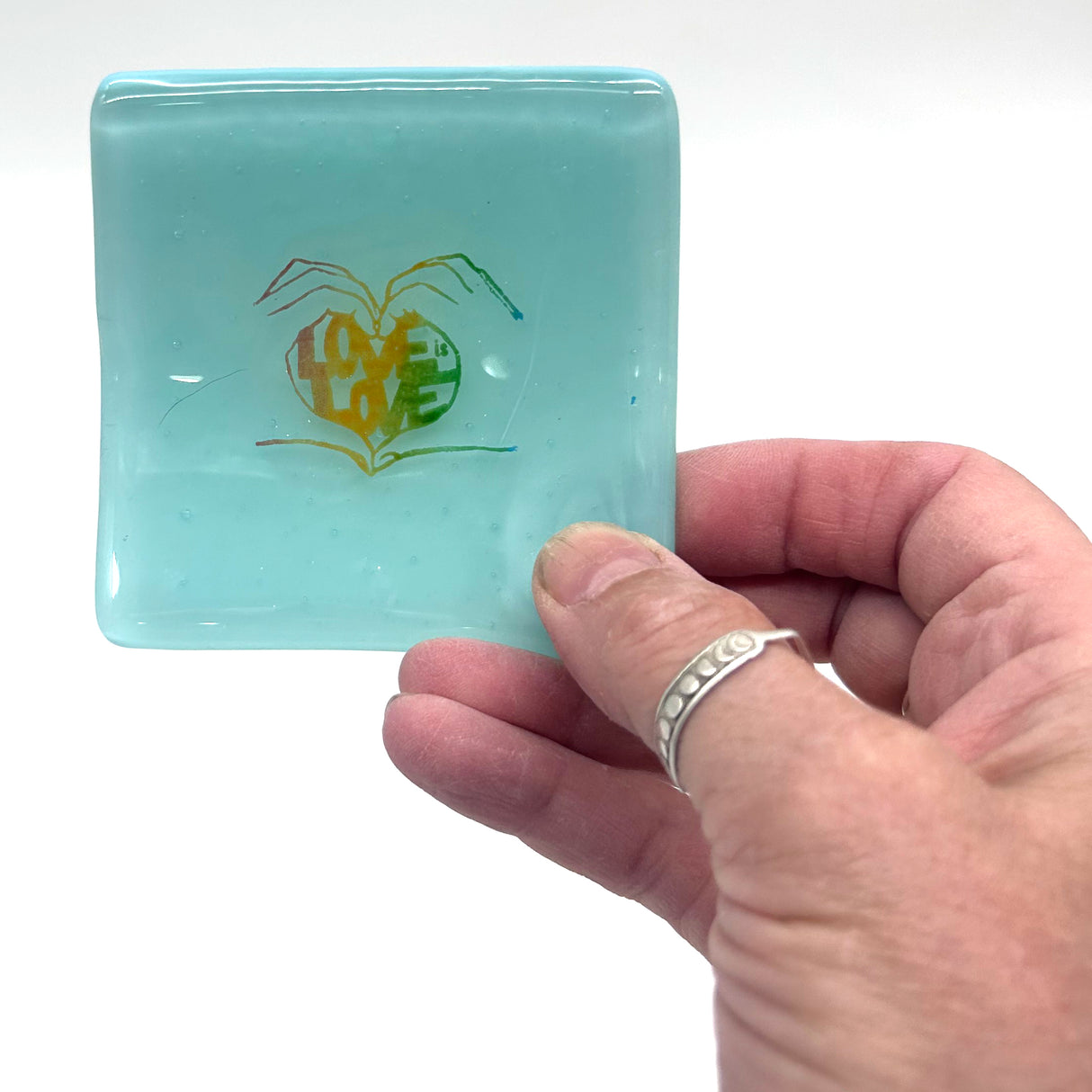Love is Love Handmade 2.75" Fused Glass Small Dish