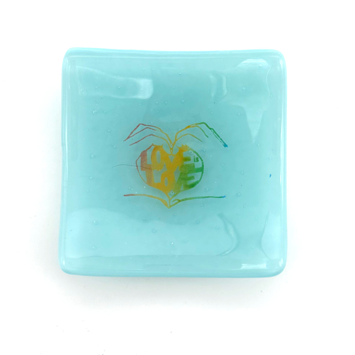 Love is Love Handmade 2.75" Fused Glass Small Dish