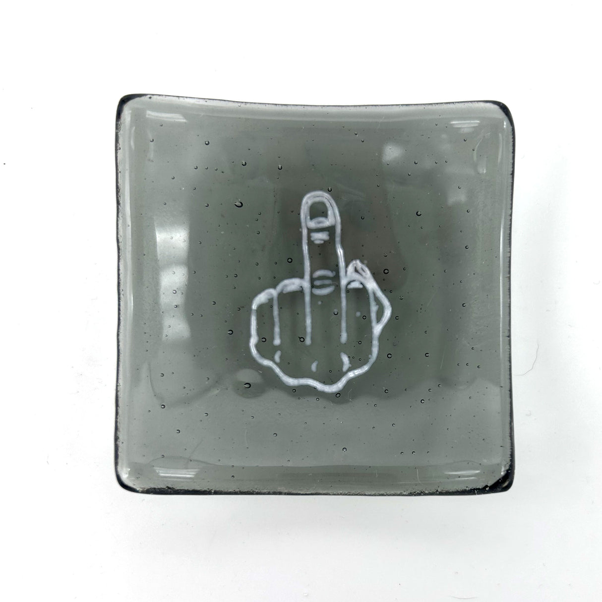 Middle Finger Handmade 2.75" Fused Glass Small Dish