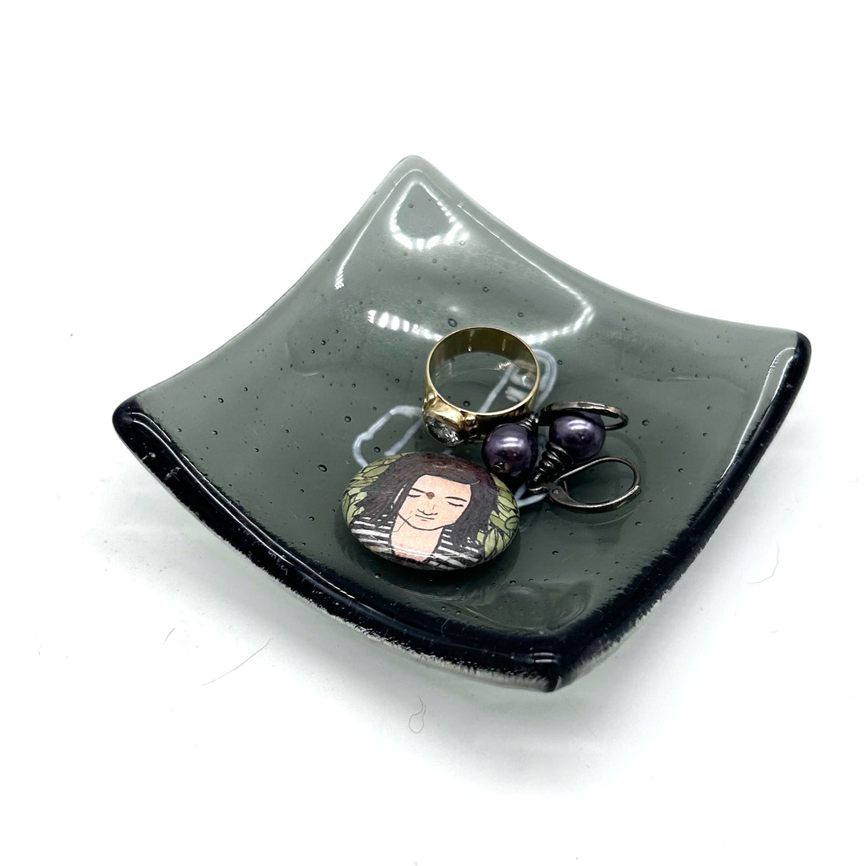 Middle Finger Handmade 2.75" Fused Glass Small Dish