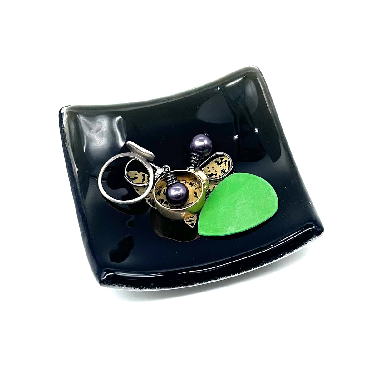 Death's Head Moth Handmade 2.75" Fused Glass Small Dish