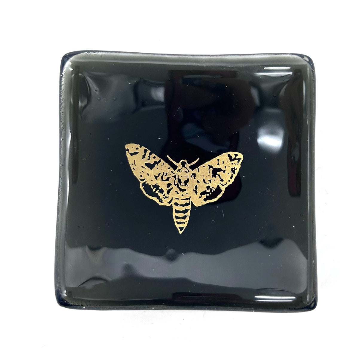 Death's Head Moth Handmade 2.75" Fused Glass Small Dish