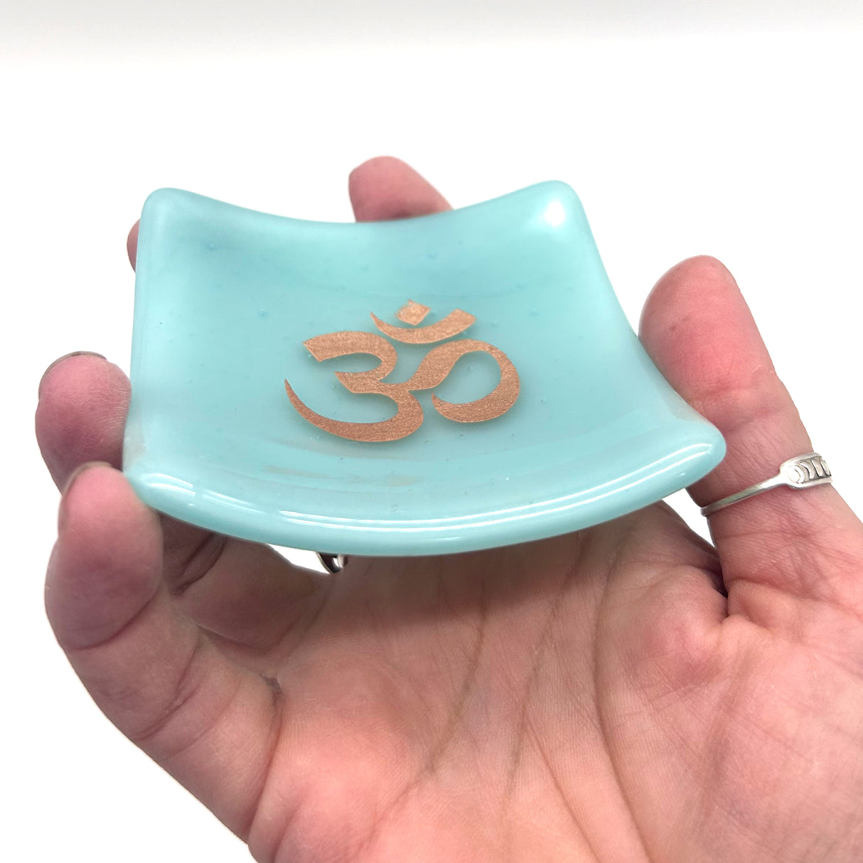 Om Handmade 2.75" Fused Glass Small Dish
