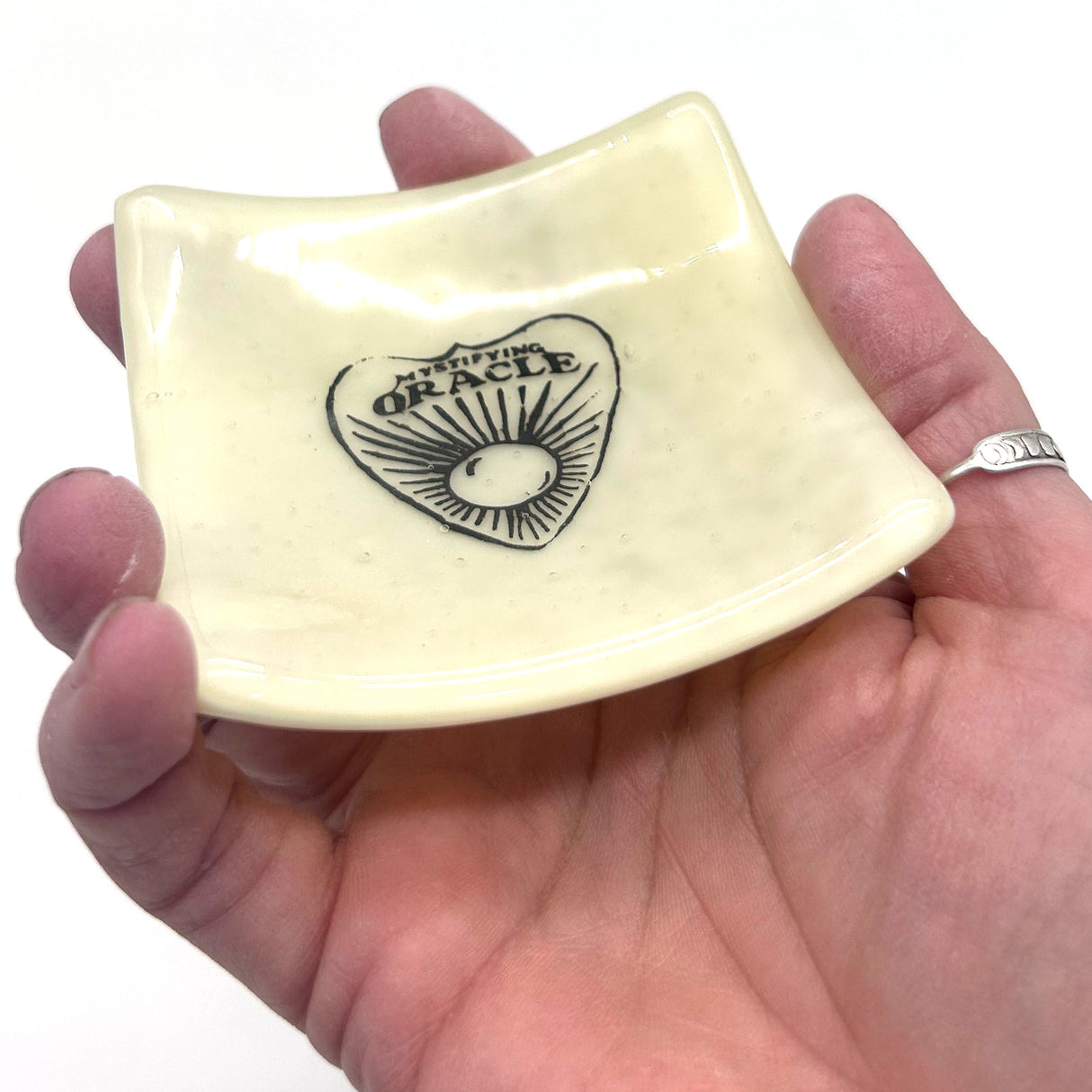 Ouija Planchette Handmade 2.75" Fused Glass Small Dish