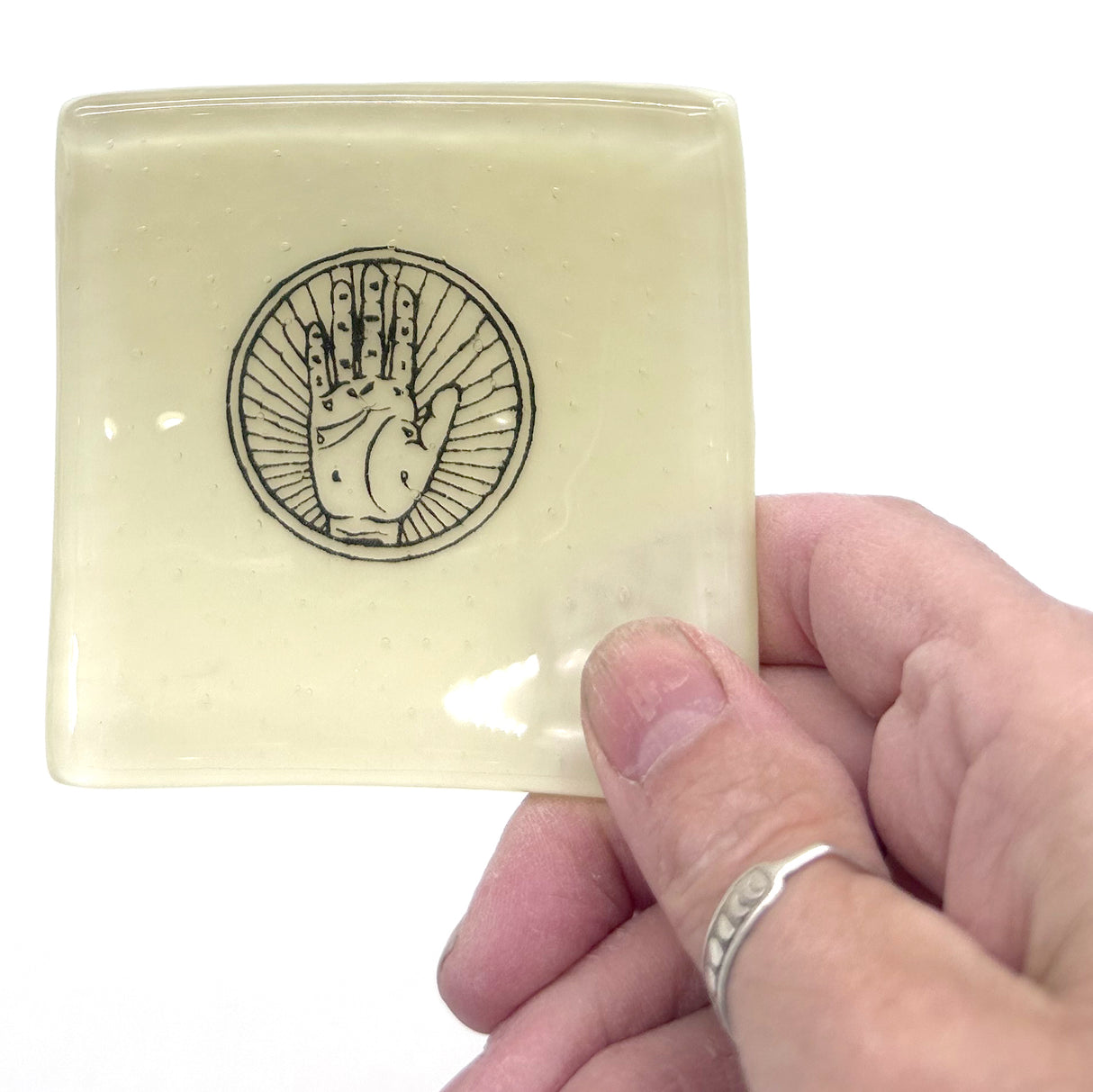 Palmistry Handmade 2.75" Fused Glass Small Dish
