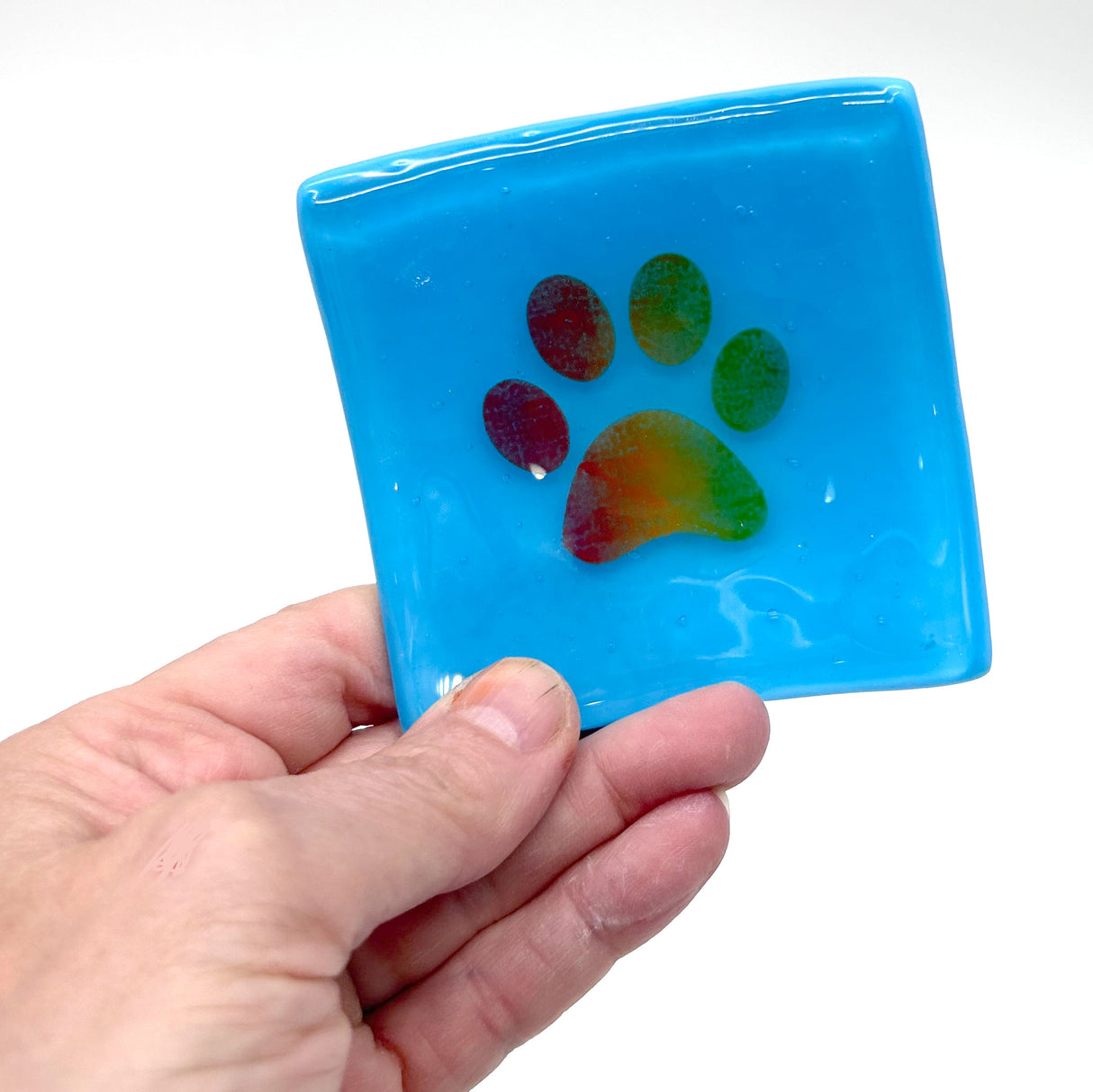 Pawprint Handmade 2.75" Fused Glass Small Dish