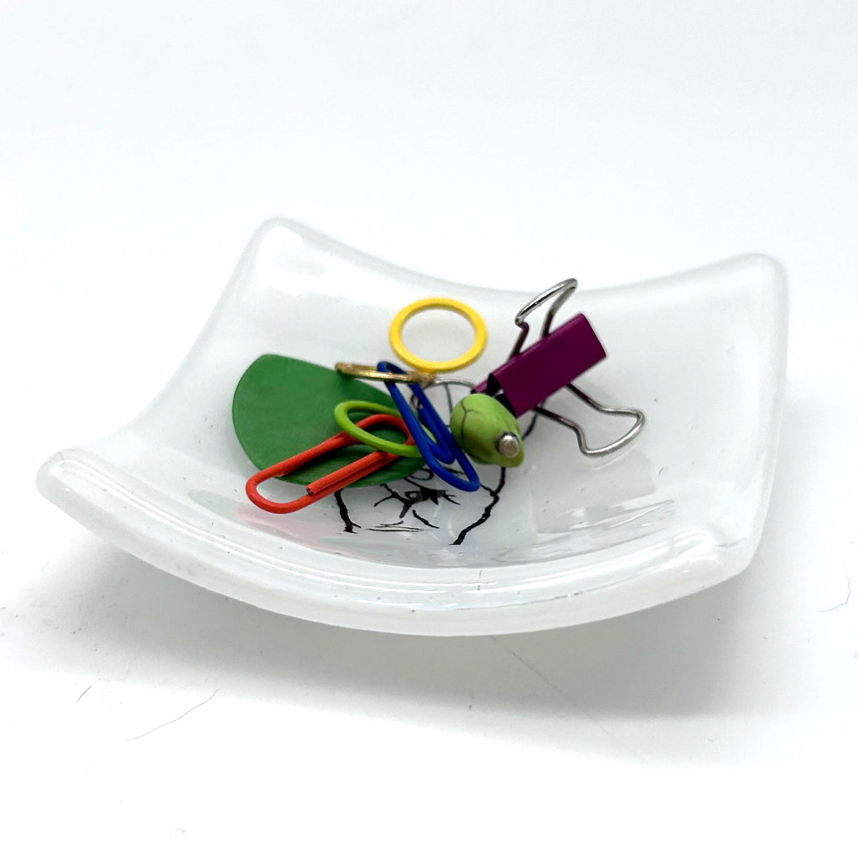 Peace Sign Handmade 2.75" Fused Glass Small Dish