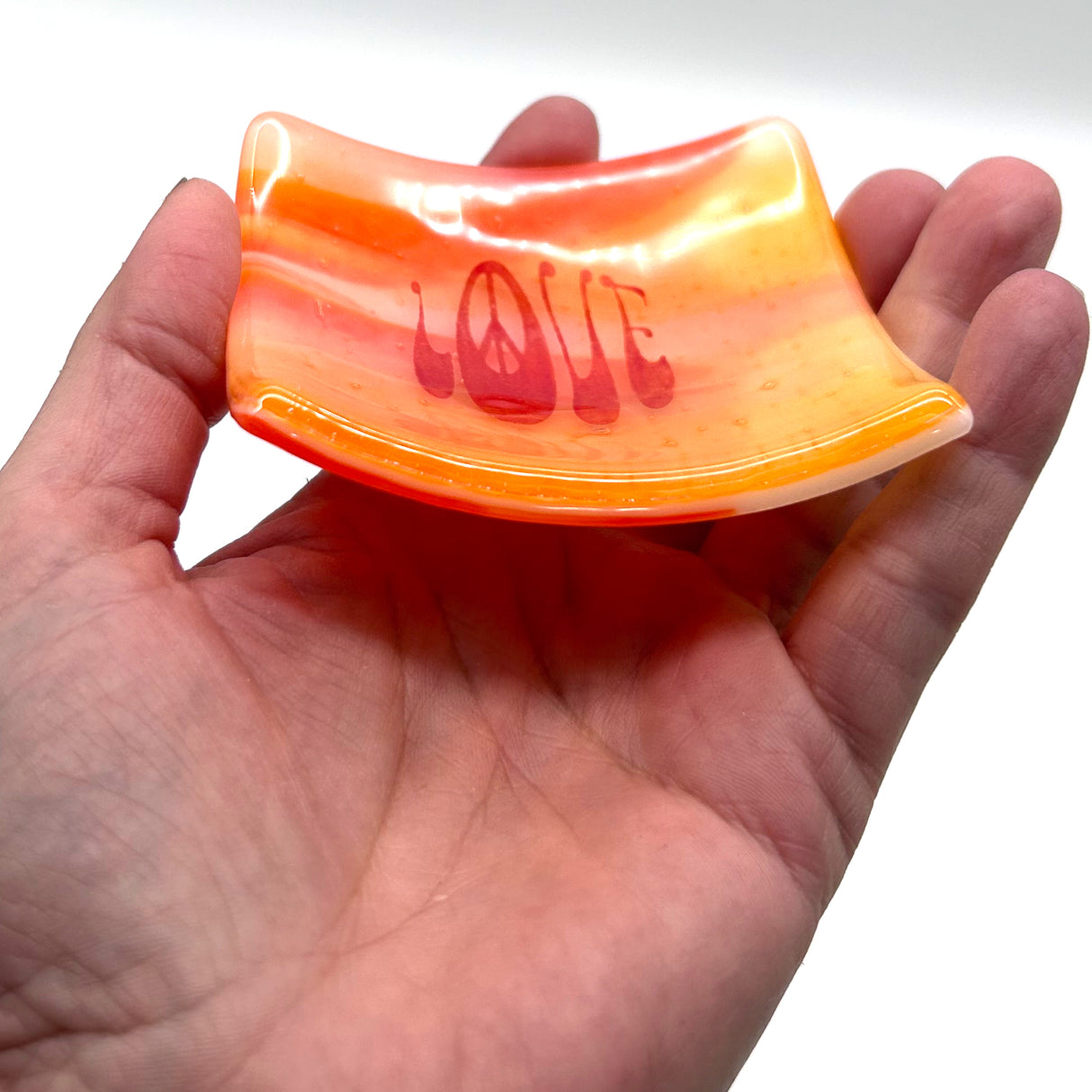 Peace Love Handmade 2.75" Fused Glass Small Dish