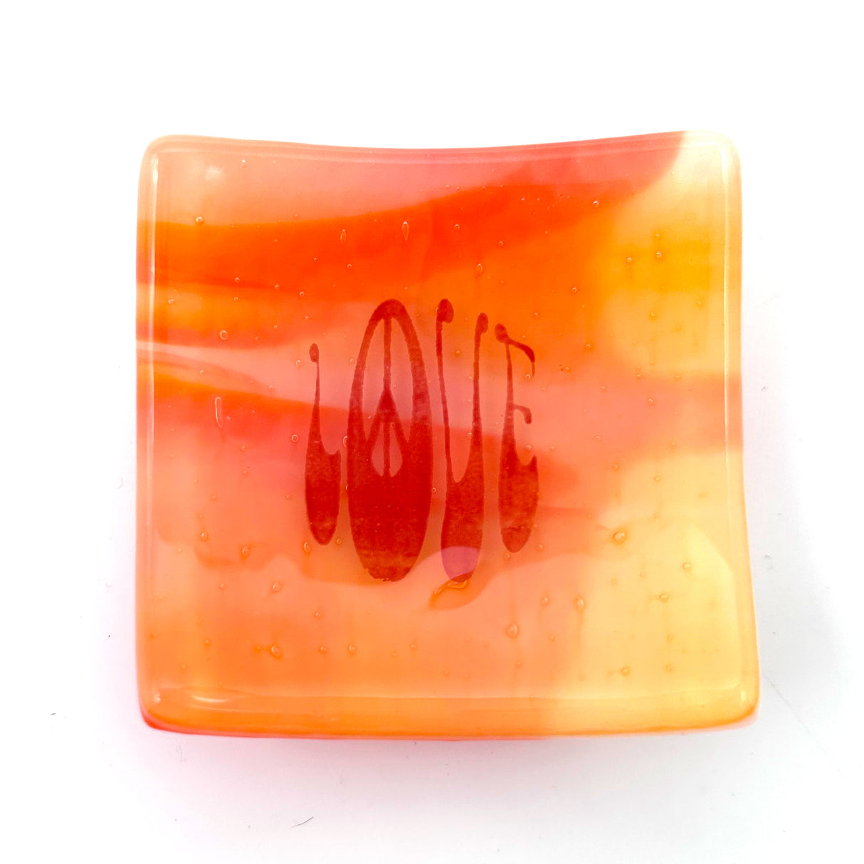 Peace Love Handmade 2.75" Fused Glass Small Dish