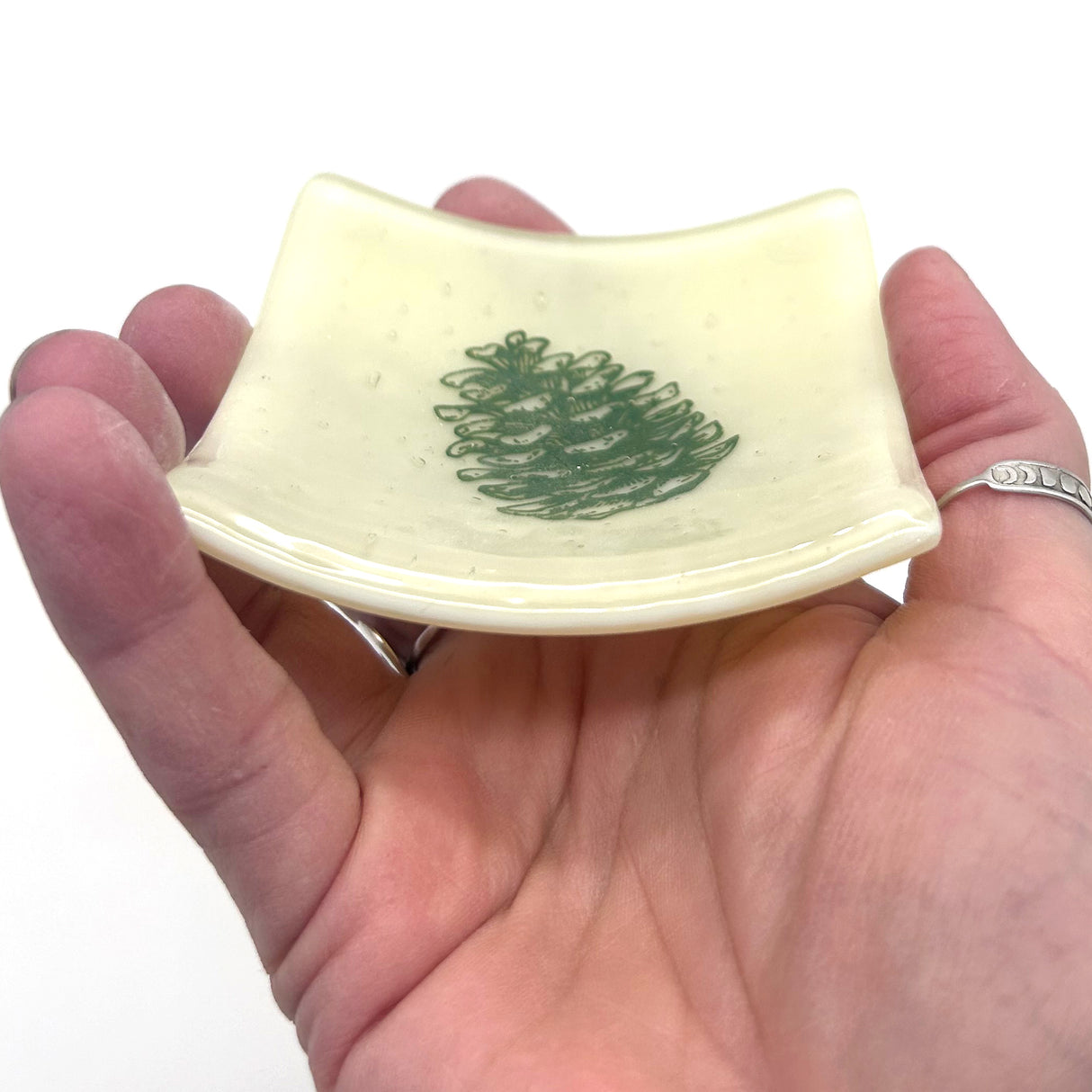 Pine Cone Handmade 2.75" Fused Glass Small Dish