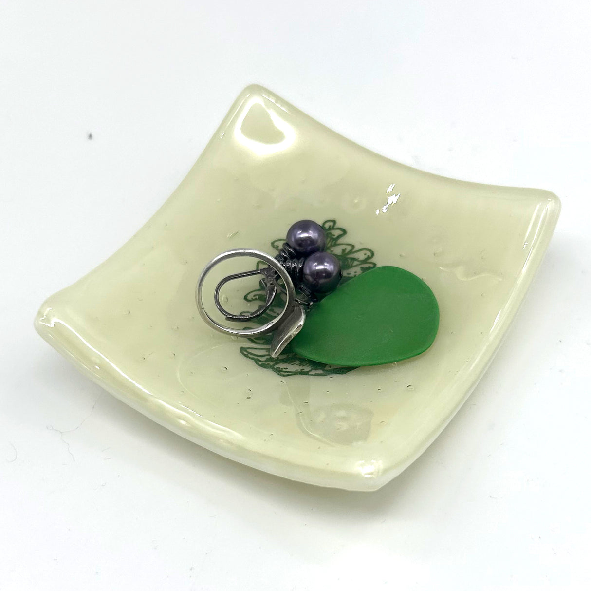 Pine Cone Handmade 2.75" Fused Glass Small Dish