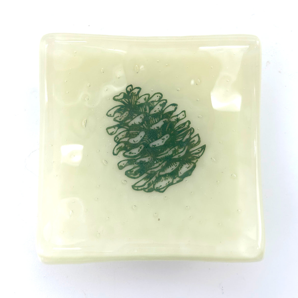 Pine Cone Handmade 2.75" Fused Glass Small Dish