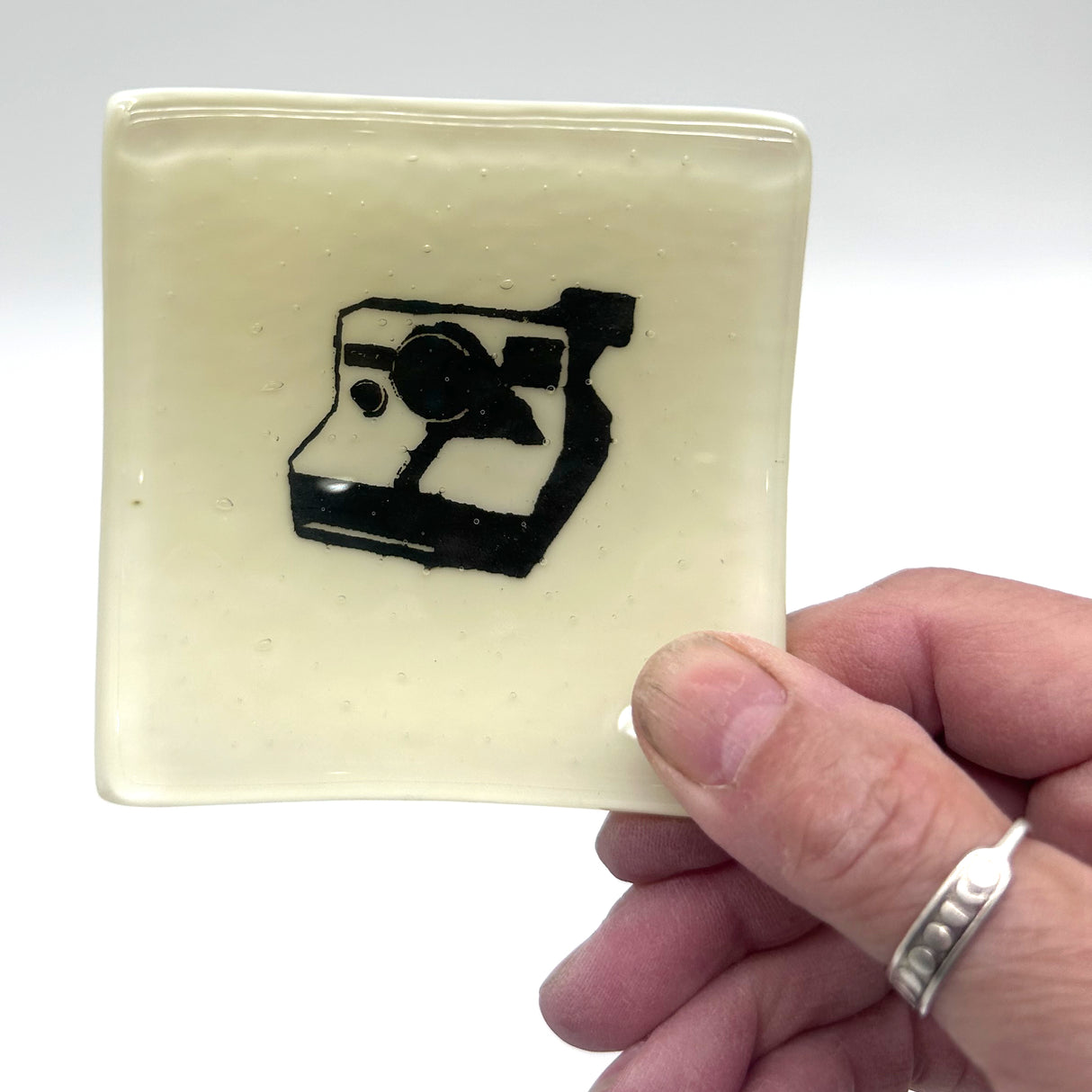 Camera - Polaroid Handmade 2.75" Fused Glass Small Dish