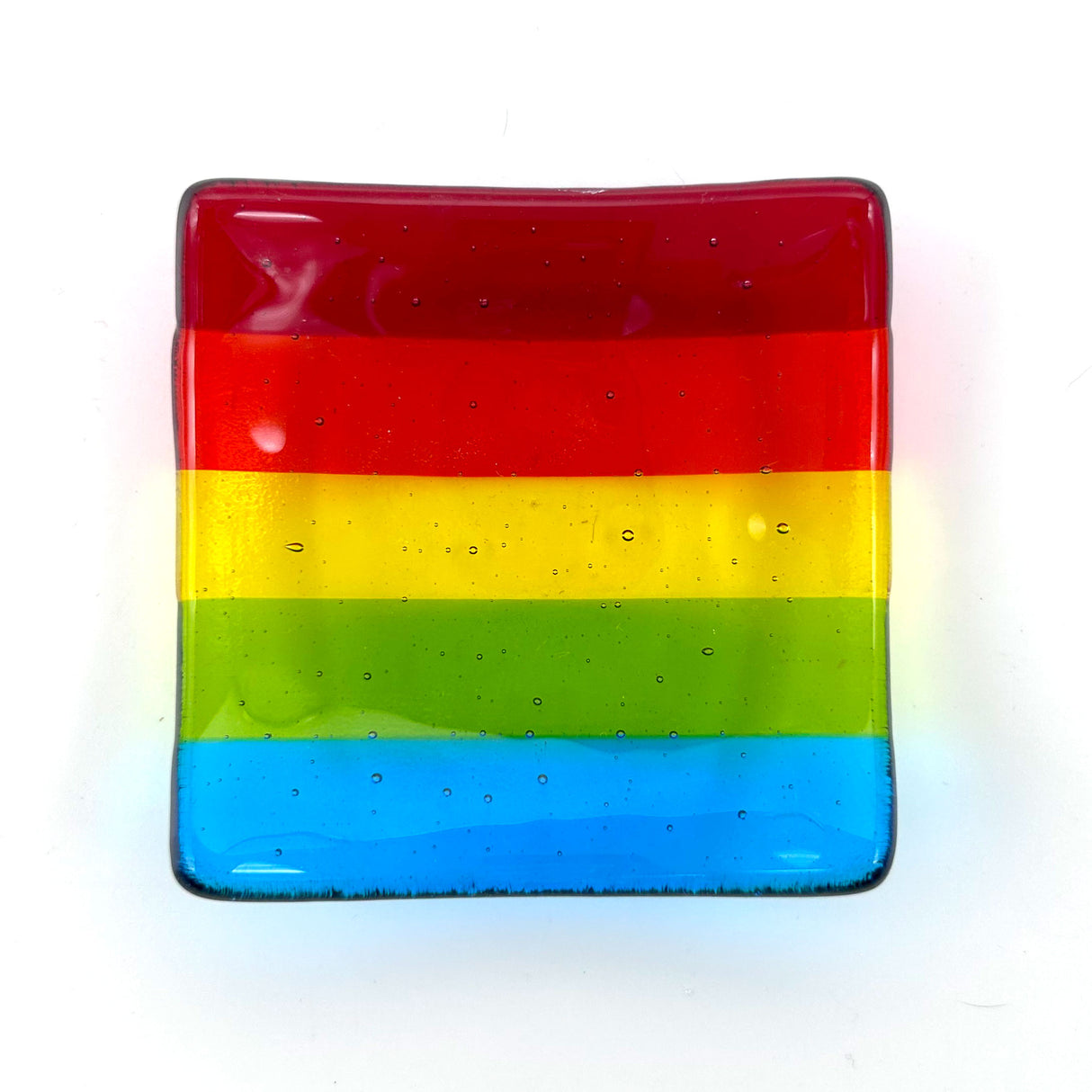 Rainbow Handmade 2.75" Fused Glass Small Dish
