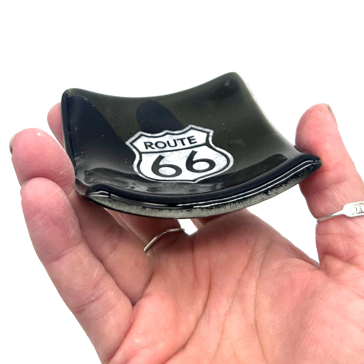 Route 66 Handmade 2.75" Fused Glass Small Dish