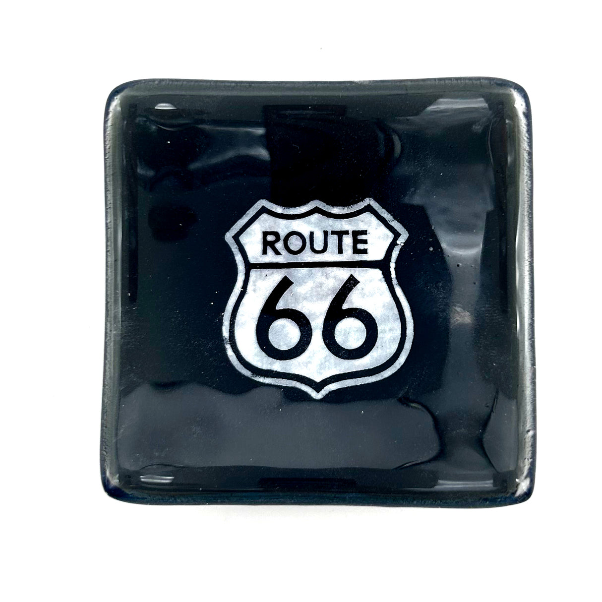 Route 66 Handmade 2.75" Fused Glass Small Dish