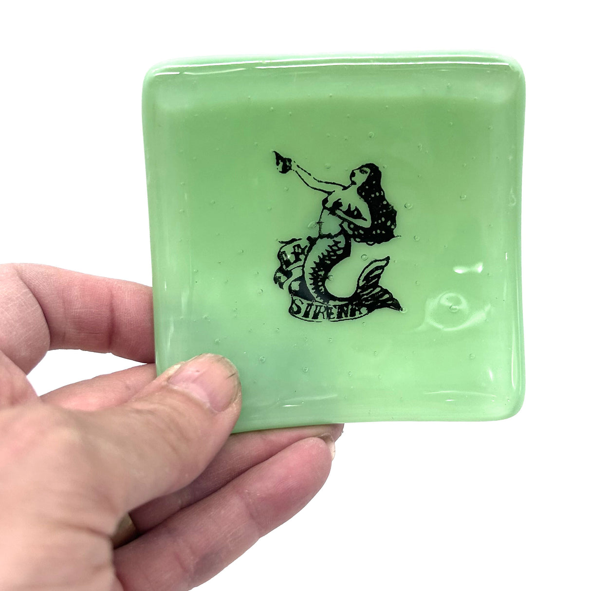 Sirena Loteria Mermaid Handmade 2.75" Fused Glass Small Dish