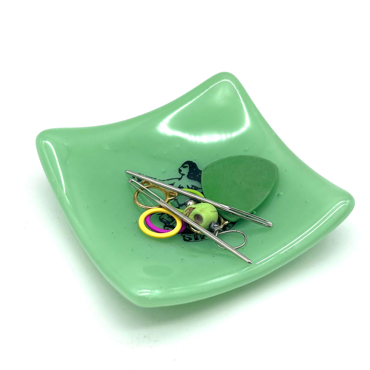 Sirena Loteria Mermaid Handmade 2.75" Fused Glass Small Dish