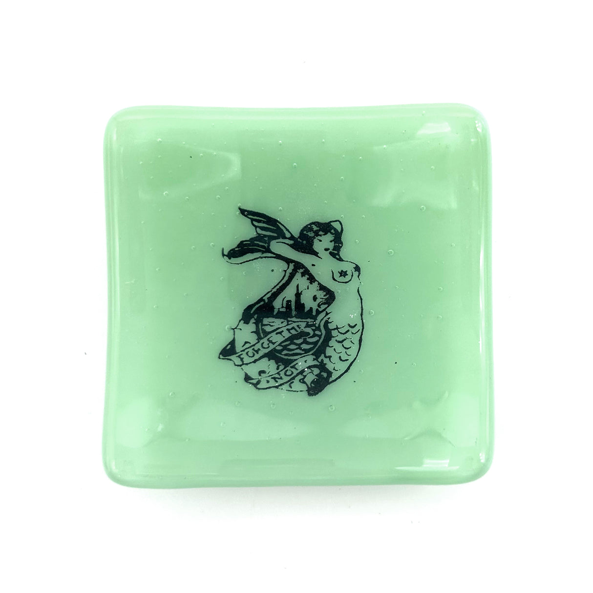 Mermaid Tattoo Mermaid Handmade 2.75" Fused Glass Small Dish
