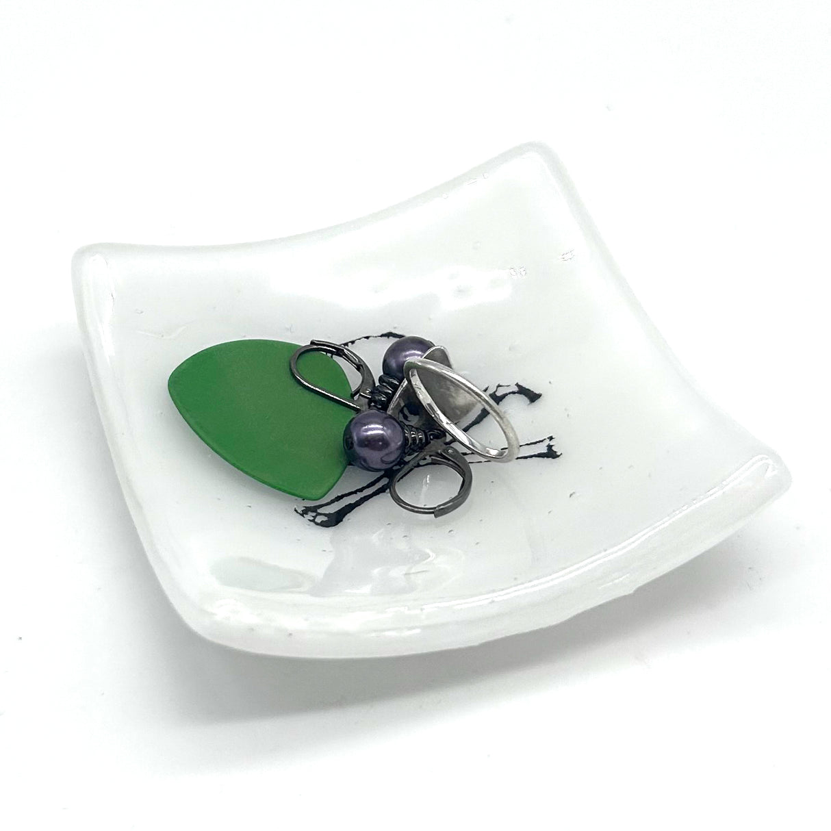 Skull and Crossbones Handmade 2.75" Fused Glass Small Dish