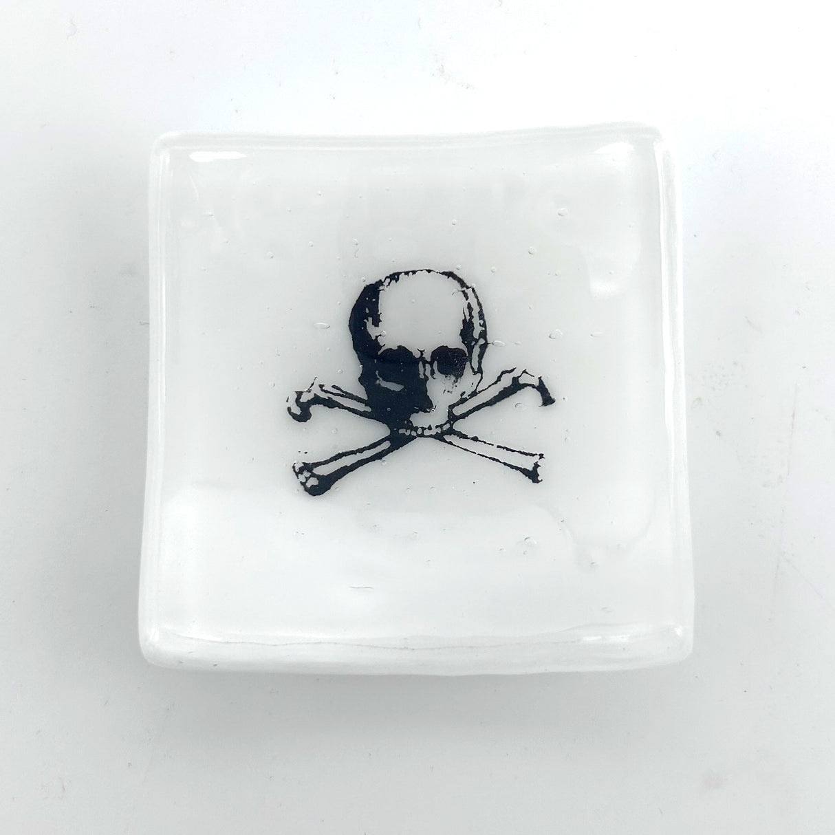 Skull and Crossbones Handmade 2.75" Fused Glass Small Dish
