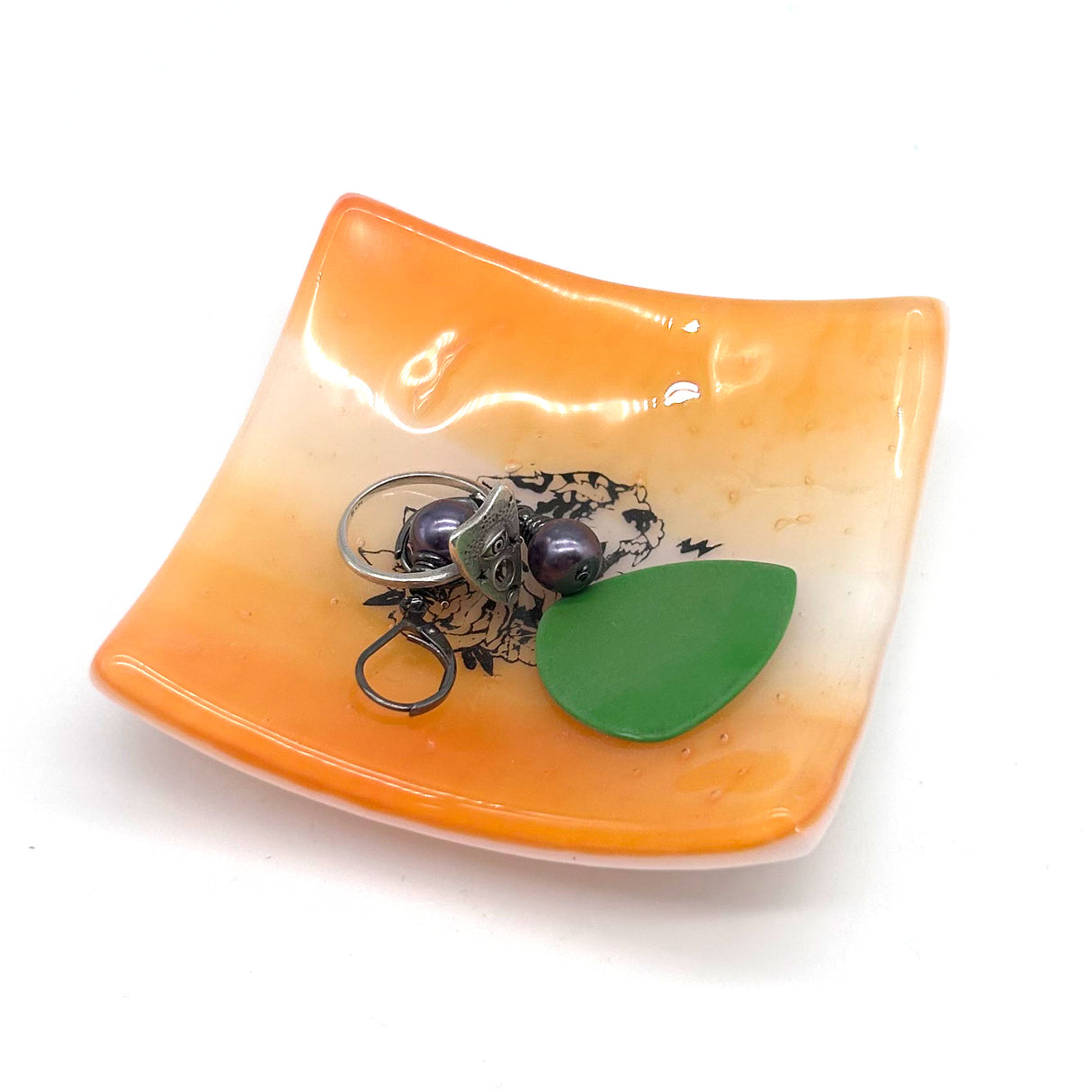 Tiger Tattoo Handmade 2.75" Fused Glass Small Dish