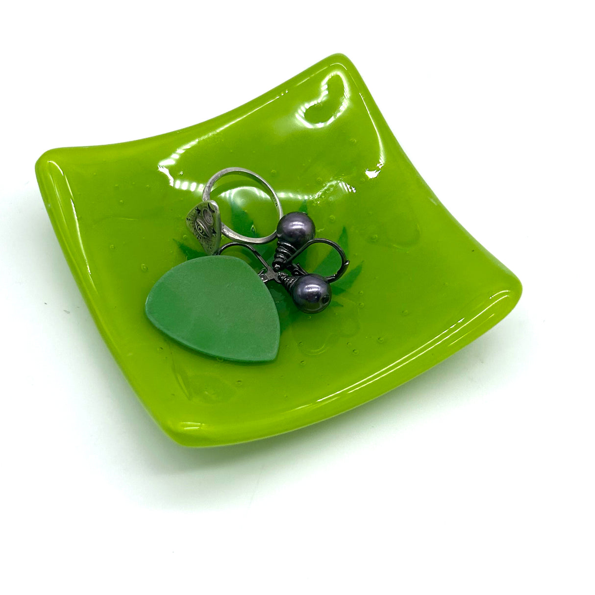 Pot Leaf Handmade 2.75" Fused Glass Small Dish