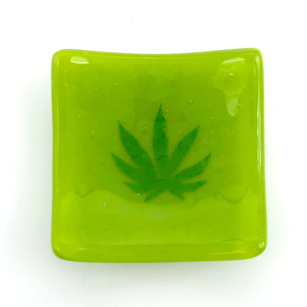 Pot Leaf Handmade 2.75" Fused Glass Small Dish
