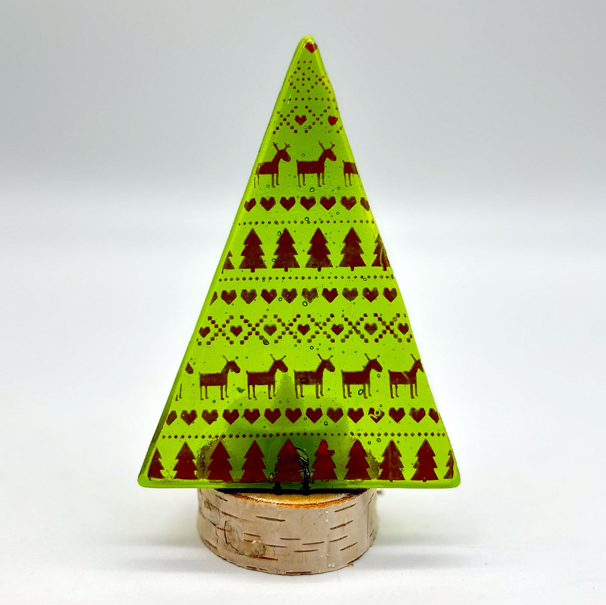 Christmas Tree Fused Glass Candle Stand - Ugly Reindeer Sweater