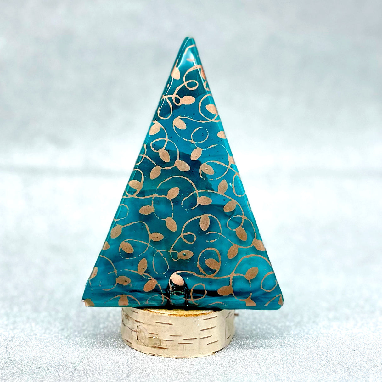 Christmas Tree Fused Glass Candle Stand - Vintage Holiday Lights