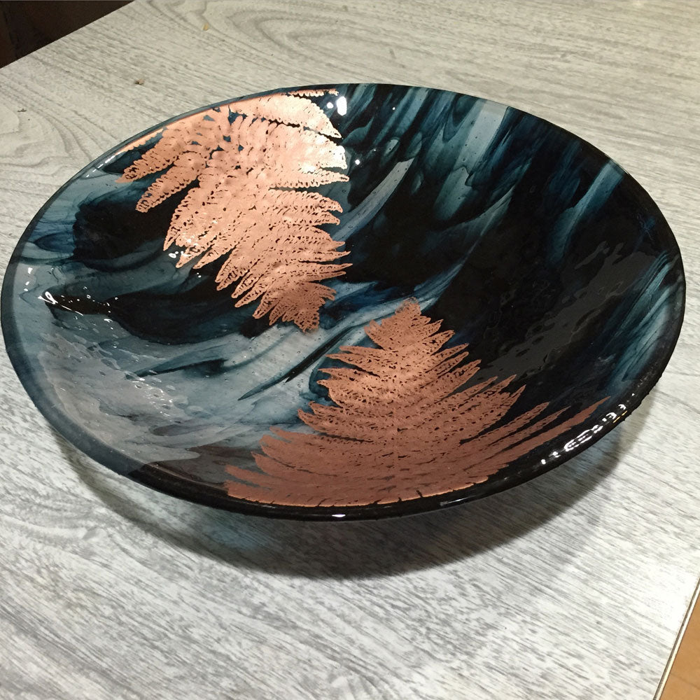 Custom Large 13" Fused Glass Serving Bowl