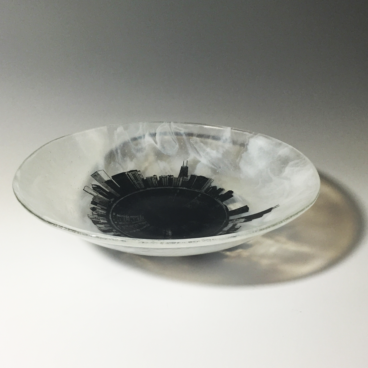 Chicago Skyline Fused Glass Large 13" Bowl| Made to order