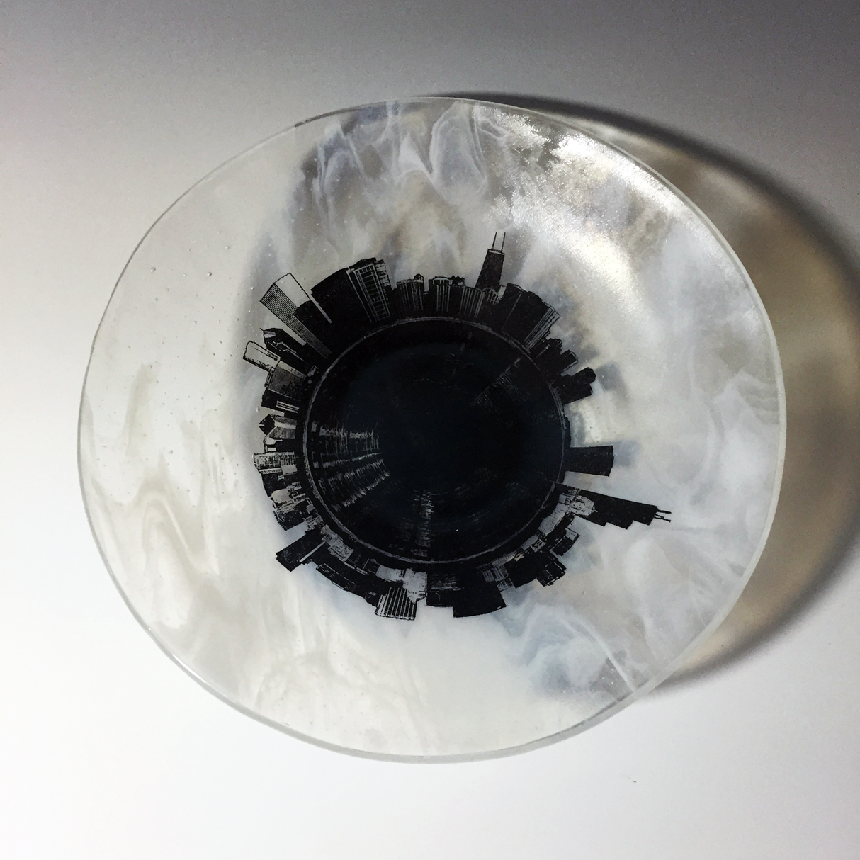 Chicago Skyline Fused Glass Large 13" Bowl| Made to order