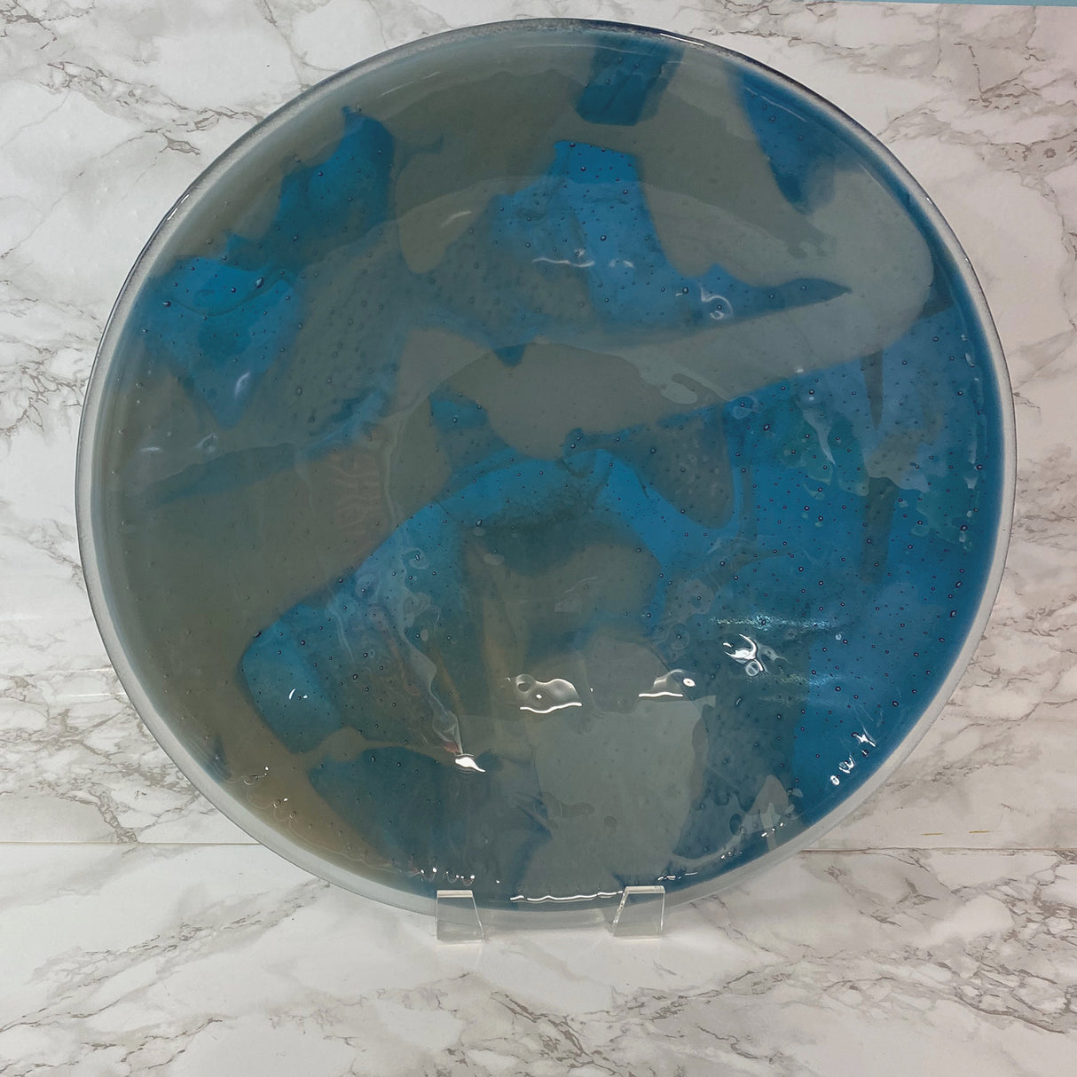 One of a Kind Steel Blue and Gray Large Bowl