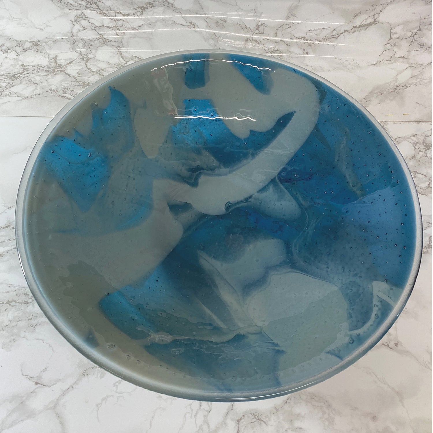 One of a Kind Steel Blue and Gray Large Bowl