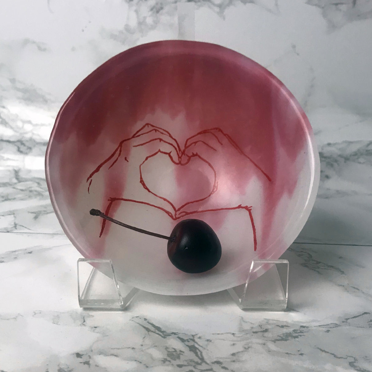 Heart Hands Fused Glass 5" Small Bowl (discontinued color)