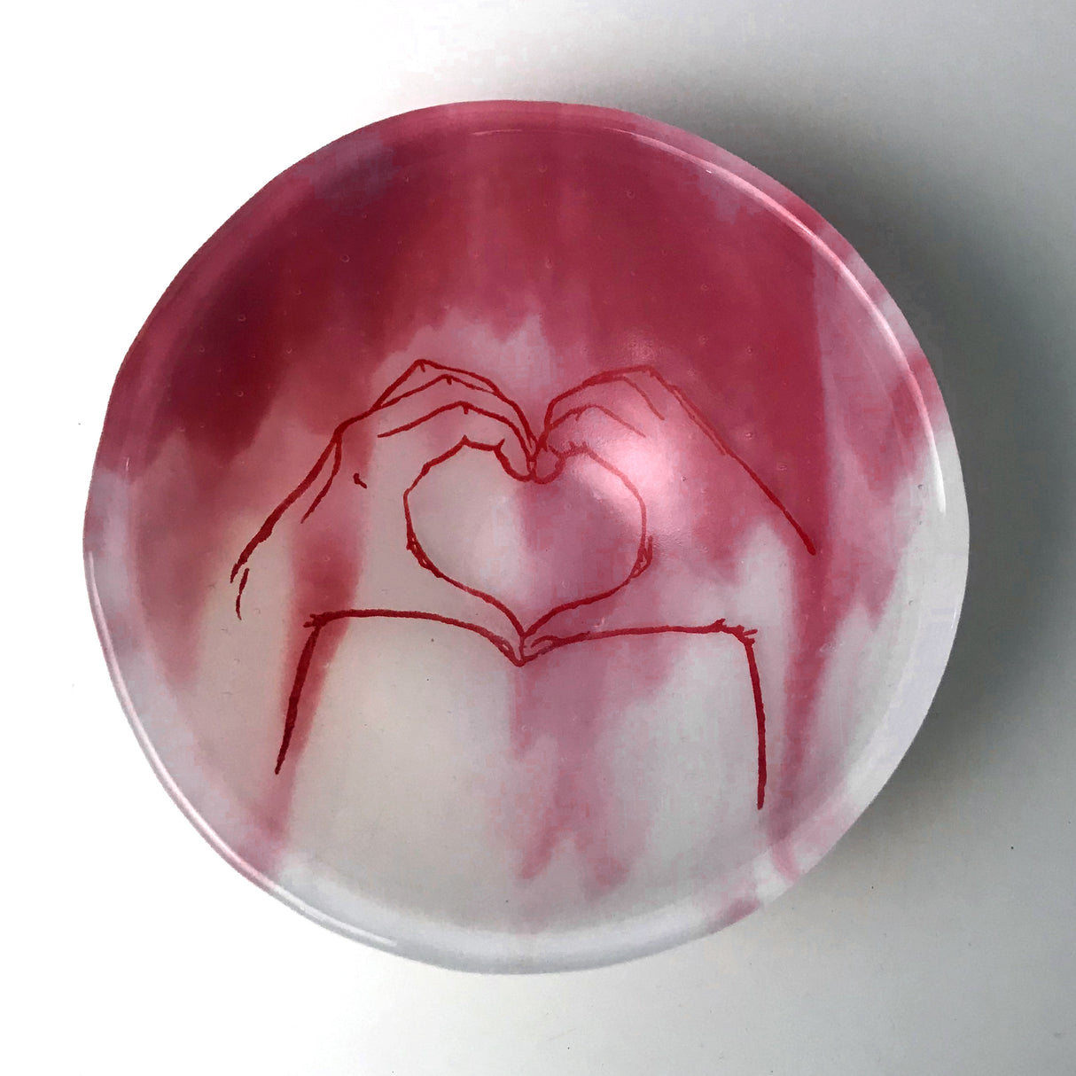 Heart Hands Fused Glass 5" Small Bowl (discontinued color)