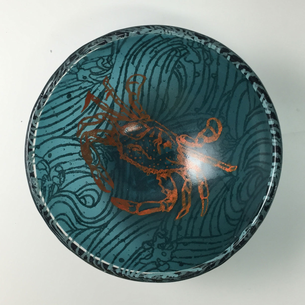 Maryland Crab Fused Glass 5" Small Bowl - made to order
