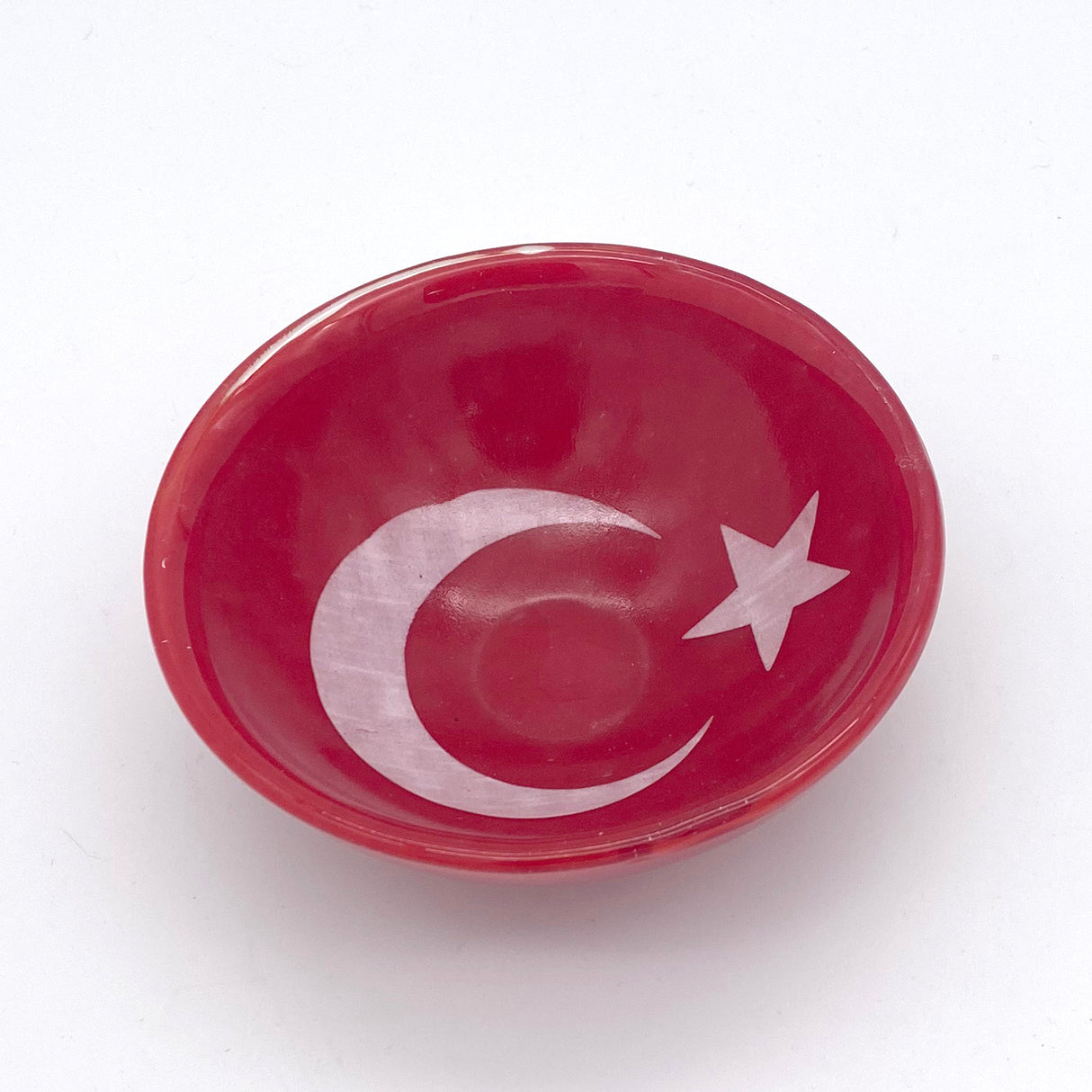 Turkey Flag Fused Glass 5" Small Bowl - made to order