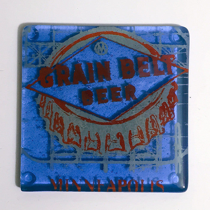 Minneapolis Grain Belt Beer Fused Glass 4" Single Coaster