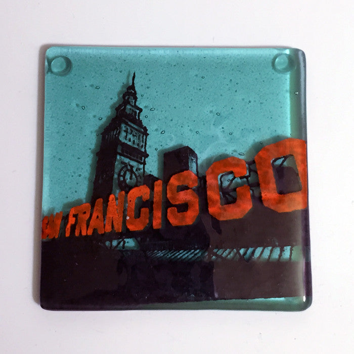 San Francisco Ferry Building Fused Glass 4" Single Coaster