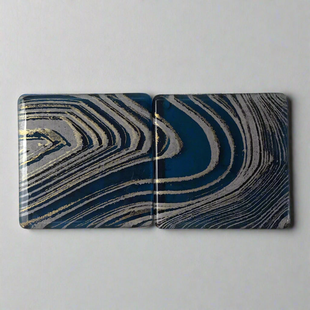 Agate Fused Glass 4" Coaster 2-pack